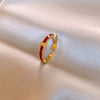 Wholesale Finger Ring Artificial Tiger's Eye Copper Geometric French Retro Electroplating Women's Jewelry