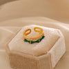 Wholesale Finger Ring Artificial Tiger's Eye Copper Geometric French Retro Electroplating Women's Jewelry