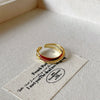 Wholesale Finger Ring Artificial Tiger's Eye Copper Geometric French Retro Electroplating Women's Jewelry