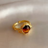 Wholesale Finger Ring Artificial Tiger's Eye Copper Geometric French Retro Electroplating Women's Jewelry