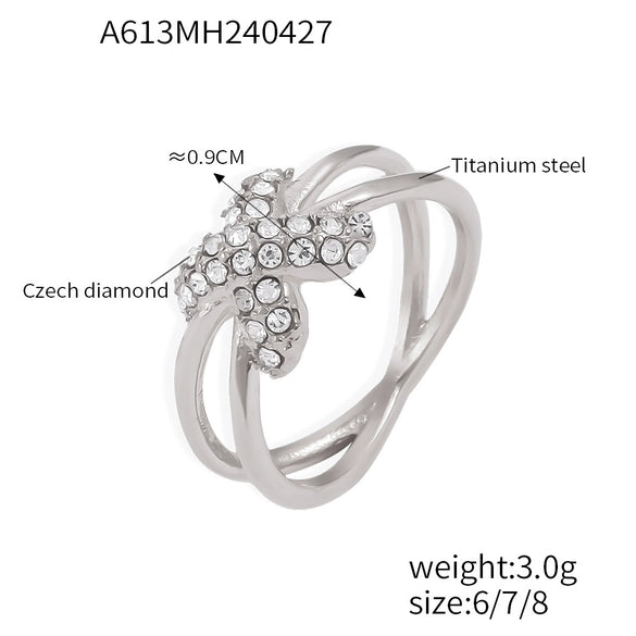 Wholesale Finger Ring 316L Stainless Steel Geometric Blue Turquoise Goldplated Diamond Design