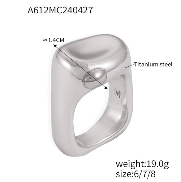 Wholesale Finger Ring 316L Stainless Steel Geometric Blue Turquoise Goldplated Diamond Design