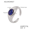 Wholesale Finger Ring 316L Stainless Steel Geometric Blue Turquoise Goldplated Diamond Design