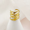 Wholesale Finger Ring Titanium Steel Gold Plated Geometric Open Hollow Design