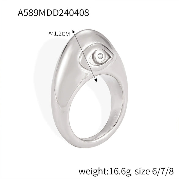 Wholesale Finger Ring 316L Stainless Steel Inlaid Zircon Geometric Light Luxury Style Plated 18K Real Gold Jewelry