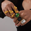 Wholesale Finger Ring 316L Stainless Steel Inlaid Zircon Geometric Light Luxury Style Plated 18K Real Gold Jewelry