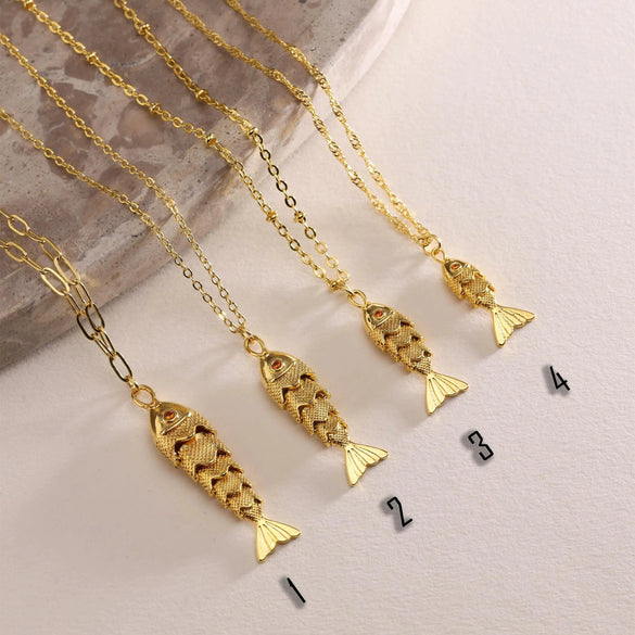 Wholesale Fish Koi Pendant Necklace Copper Electroplated Animal Zodiac Style