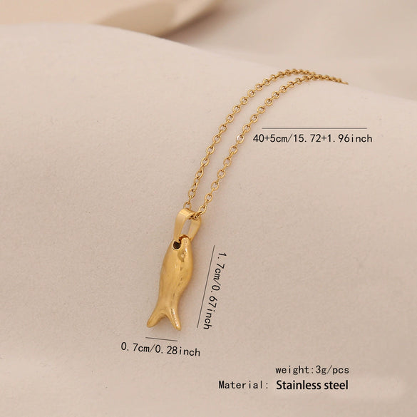 Wholesale Fish Shaped Stainless Steel Pendant Clavicle Chain Jewelry With Personalized Style