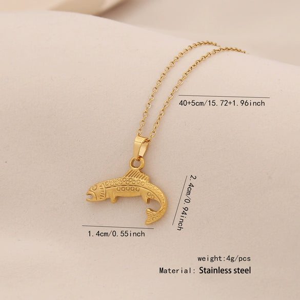 Wholesale Fish Shaped Stainless Steel Pendant Clavicle Chain Jewelry With Personalized Style