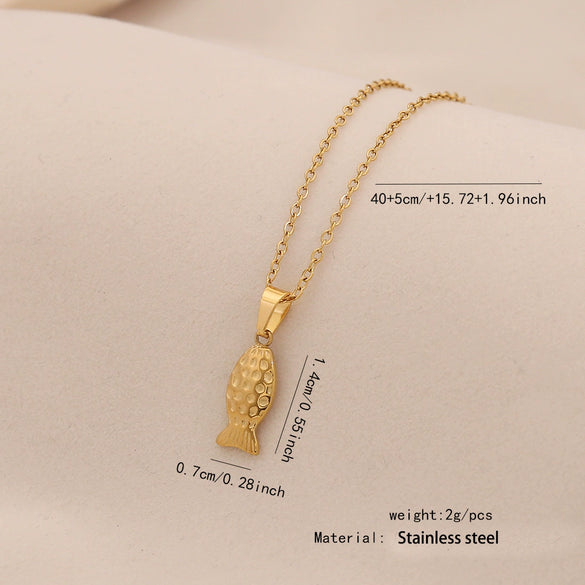 Wholesale Fish Shaped Stainless Steel Pendant Clavicle Chain Jewelry With Personalized Style