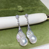 Wholesale Fishtail Baroque Natural Freshwater Pearl Earrings For Women Alloy Inlaid With Gemstones