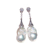 Wholesale Fishtail Baroque Natural Freshwater Pearl Earrings For Women Alloy Inlaid With Gemstones