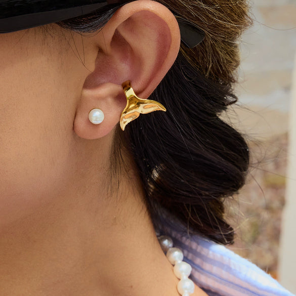 Wholesale Fishtail Geometric Stainless Steel Ear Clips For Women Electroplated