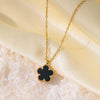Wholesale Fiveleaf Clover And Flower Design Doublesided Motherofpearl Pendant Titanium Steel Electroplated Clavicle Necklace For Women