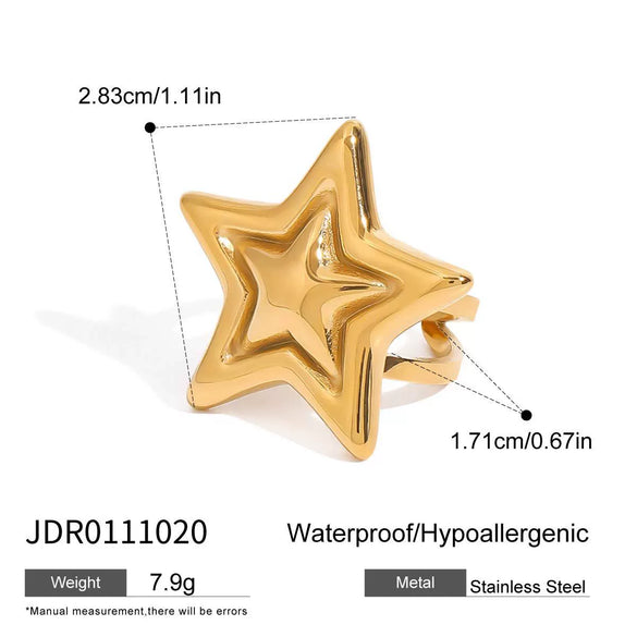 Wholesale Fivepointed Star Titanium Steel Ring For Women With Electroplating Treatment Light Luxury Highend Stainless Steel Jewelry