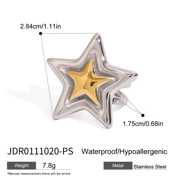Wholesale Fivepointed Star Titanium Steel Ring For Women With Electroplating Treatment Light Luxury Highend Stainless Steel Jewelry