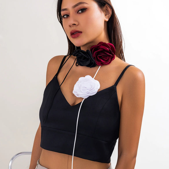 Wholesale Flannel Handmade Flower Choker And Necklace For Women