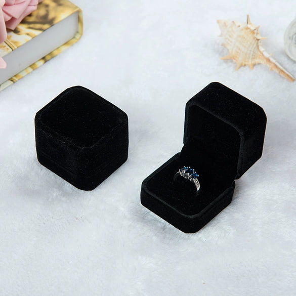 Wholesale Flannel Jewelry Box Ring Box Badge Box Highgrade Flocking Solid Color