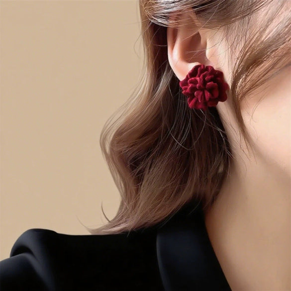 Wholesale Flocked Flower Earrings For Women Electroplated Simple Style