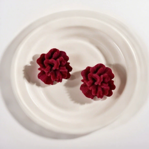 Wholesale Flocked Flower Earrings For Women Electroplated Simple Style
