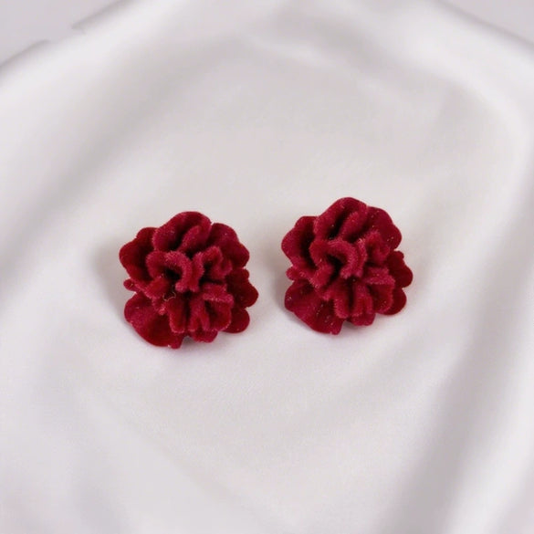 Wholesale Flocked Flower Earrings For Women Electroplated Simple Style