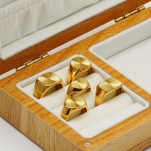 Wholesale Floral Heartshaped Square Geometric Stainless Steel Electroplated Ring For Women And Unisex In Niche And Minimalist Style