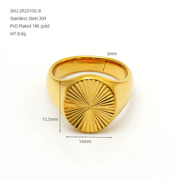 Wholesale Floral Heartshaped Square Geometric Stainless Steel Electroplated Ring For Women And Unisex In Niche And Minimalist Style