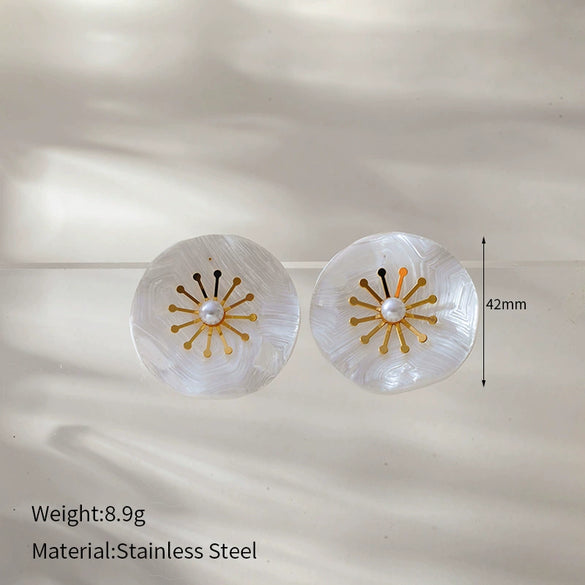 Wholesale Floral Stainless Steel Goldplated Earrings For Women