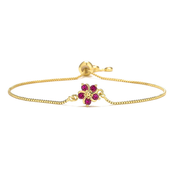 Wholesale Flower Bracelet Copper Drawstring Adjustable Hand Jewelry For Women Geometric Style