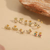 Wholesale Flower Design Copper 14K Gold Plated Zircon Earrings For Women