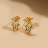 Wholesale Flower Design Copper 14K Gold Plated Zircon Earrings For Women