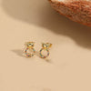 Wholesale Flower Design Copper 14K Gold Plated Zircon Earrings For Women
