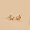 Wholesale Flower Design Copper 14K Gold Plated Zircon Earrings For Women