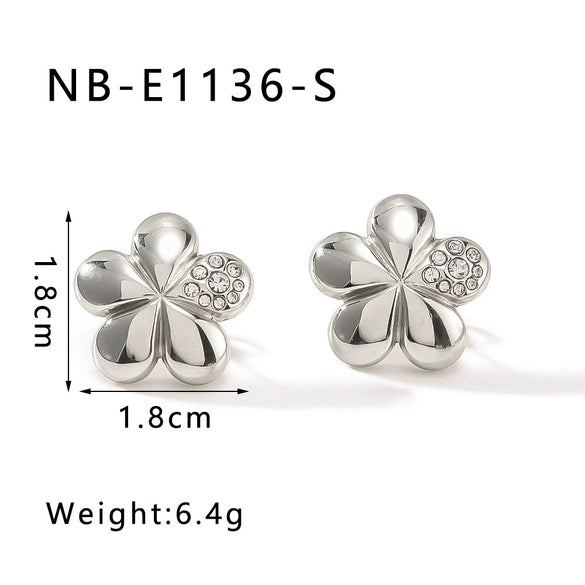 Wholesale Flower Earrings Stainless Steel Five Petal Flower Design Electroplated For Women