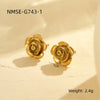 Wholesale Flower Earrings Stainless Steel 18K Golden Retro Electroplated For Women
