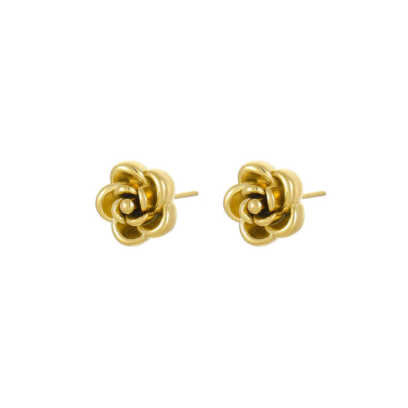 Wholesale Flower Earrings Stainless Steel 18K Golden Retro Electroplated For Women