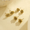 Wholesale Flower Earrings Stainless Steel 18K Golden Retro Electroplated For Women
