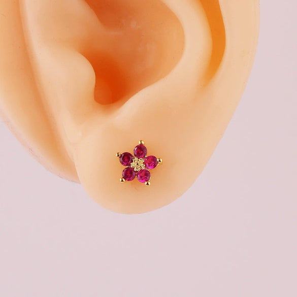 Wholesale Flower Gold Plated Electroplated Women's Earrings