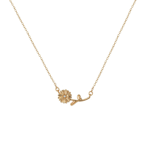Wholesale Flower Pendant Necklace Copper Gold Plated Decorative Three Dimensional Leaves Design