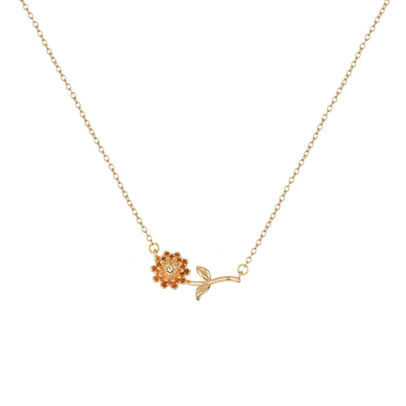 Wholesale Flower Pendant Necklace Copper Gold Plated Decorative Three Dimensional Leaves Design