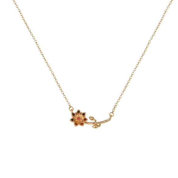 Wholesale Flower Pendant Necklace Copper Gold Plated Decorative Three Dimensional Leaves Design