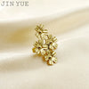 Wholesale Flower Ring Stainless Steel Goldplated Plant Flowers Style