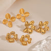 Wholesale Flower Stainless Steel Earrings With Geometric Pattern And Electroplating Treatment