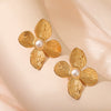 Wholesale Flower Stainless Steel Earrings With Geometric Pattern And Electroplating Treatment