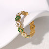 Wholesale Flower Stainless Steel Open Ring With Daisy Design And Electroplating Treatment For Women