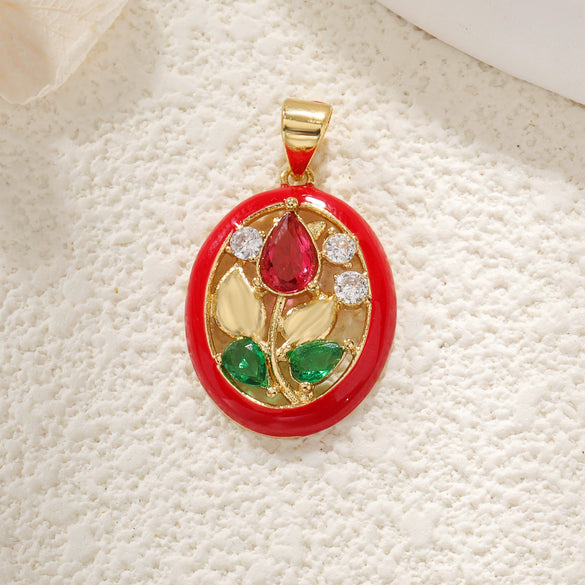 Wholesale Flower Style Copper Electroplated Gold Necklace Pendant