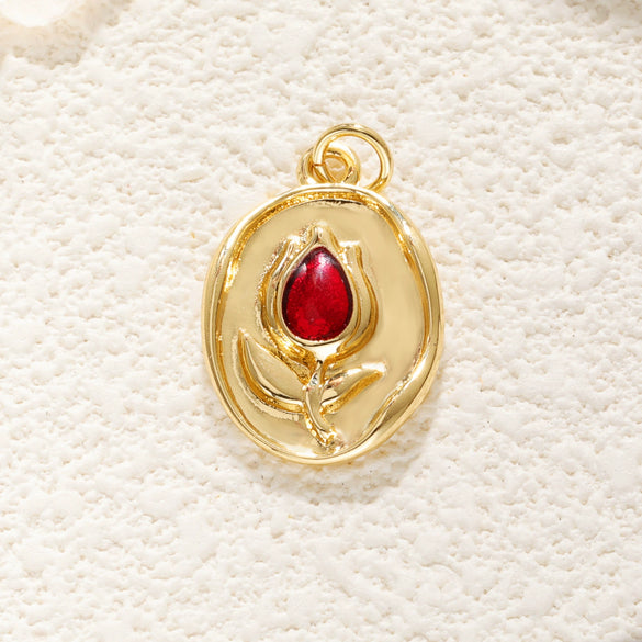 Wholesale Flower Style Copper Electroplated Gold Necklace Pendant