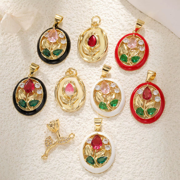 Wholesale Flower Style Copper Electroplated Gold Necklace Pendant