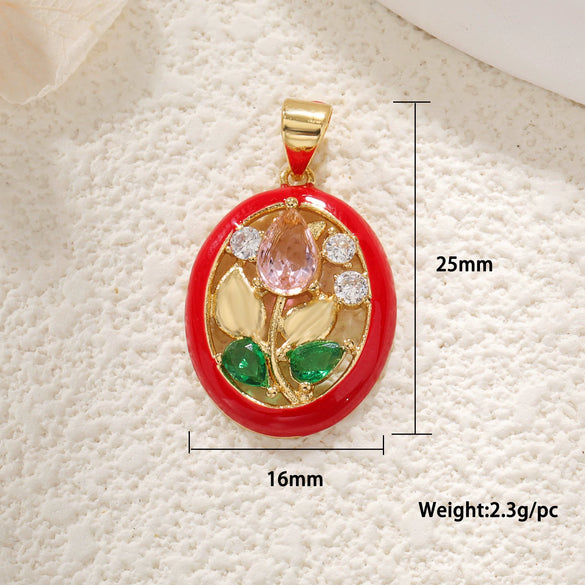 Wholesale Flower Style Copper Electroplated Gold Necklace Pendant