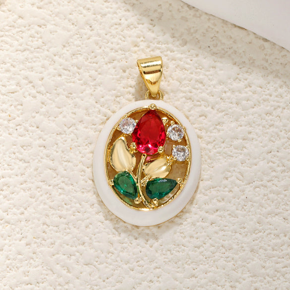 Wholesale Flower Style Copper Electroplated Gold Necklace Pendant